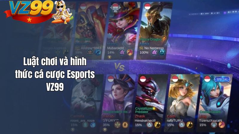 Luật chơi và hình thức cá cược Esports VZ99